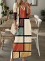 Knitted Casual V Neck Abstract Graphic Dress
