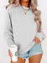 Knitted Crew Neck Casual Plain Sweatshirt