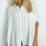 Women's Half Sleeve Shirt Summer White Striped Shirt Collar Daily Going Out Casual Top