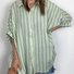 Women's Half Sleeve Shirt Summer White Striped Shirt Collar Daily Going Out Casual Top