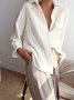 Women's Long Sleeve Shirt Spring/Fall Apricot Plain Shirt Collar Daily Going Out Casual Top