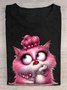 Glamorous Pink Cat Cotton T-Shirt