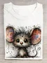 Funny Mouse Printed Round Neck T-shirt