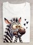 Funny Zebra Printed Round Neck T-shirt