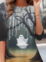 Funny Halloween printed round neck casual T-shirt