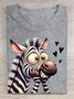 Funny Zebra Printed Round Neck T-shirt