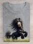 Cotton Casual Horse Crew Neck T-Shirt