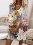 Floral Casual Dress With No