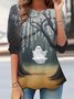 Funny Halloween printed round neck casual T-shirt