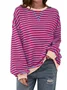 Striped Casual Crew Neck Loose Sweatshirt