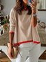 Loose Casual Color Block Yarn/Wool Yarn Sweater