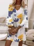 Floral Casual Dress With No