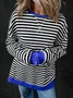 Striped Casual Crew Neck Loose Sweatshirt