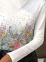 Floral printed semi high neck casual T-shirt