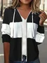 Buttoned Color Block Loose Casual Jacket