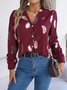 Shirt Collar Casual Leaf Loose Shirt