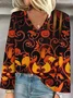 Casual V Neck Halloween Loose Blouse