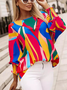 Loose Geometric Crew Neck Casual Blouse