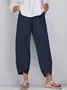 Cotton Pocket Stitching Casual Plain Pants