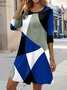 Loose Abstract Graphic Crew Neck Casual Dress