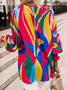 Loose Geometric Crew Neck Casual Blouse