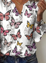 Notched Casual Butterfly T-Shirt