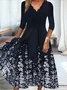 Floral Casual V Neck Dress