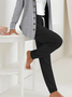 Women's Buckle Plain Daily Going Out Two-Piece Set Gray Casual Spring/Fall Coat With Pants Matching Set