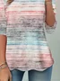 Loose Abstract Stripes Crew Neck Casual T-Shirt