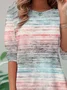 Loose Abstract Stripes Crew Neck Casual T-Shirt