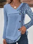 Buttoned Casual Jersey Blouse