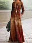 Crew Neck Abstract Regular Fit Casual Dress With No