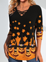 Loose Casual Jersey Halloween Blouse