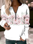 Casual Floral Crew Neck Loose Sweatshirt