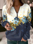 Casual Floral Crew Neck Loose Sweatshirt