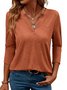 Women's Long Sleeve Blouse Spring/Fall Black Plain V Neck Daily Going Out Casual Top