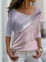 Asymmetrical Collar Casual T-Shirt