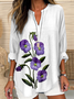 Women's Purple Flower Print Alzheimer's Awareness Support Shirt