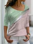 Asymmetrical Collar Casual T-Shirt