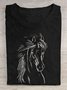 Crew Neck Cotton Horse Casual T-Shirt