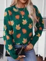 Casual Maple Leaf Yarn/Wool Yarn Loose Sweater