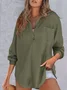 Casual Buttoned Shawl Collar Knitted Blouse