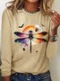 Halloween dragonfly printed casual T-shirt