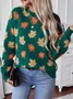 Casual Maple Leaf Yarn/Wool Yarn Loose Sweater