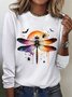 Halloween dragonfly printed casual T-shirt