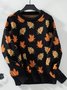 Casual Maple Leaf Yarn/Wool Yarn Loose Sweater