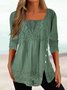 Plain Lace Casual Loose Blouse