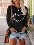 Heart/Cordate Dragonfly Crew Neck Casual Loose T-Shirt
