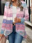 Women's abstract striped long sleeved casual cardigan