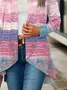 Women's abstract striped long sleeved casual cardigan